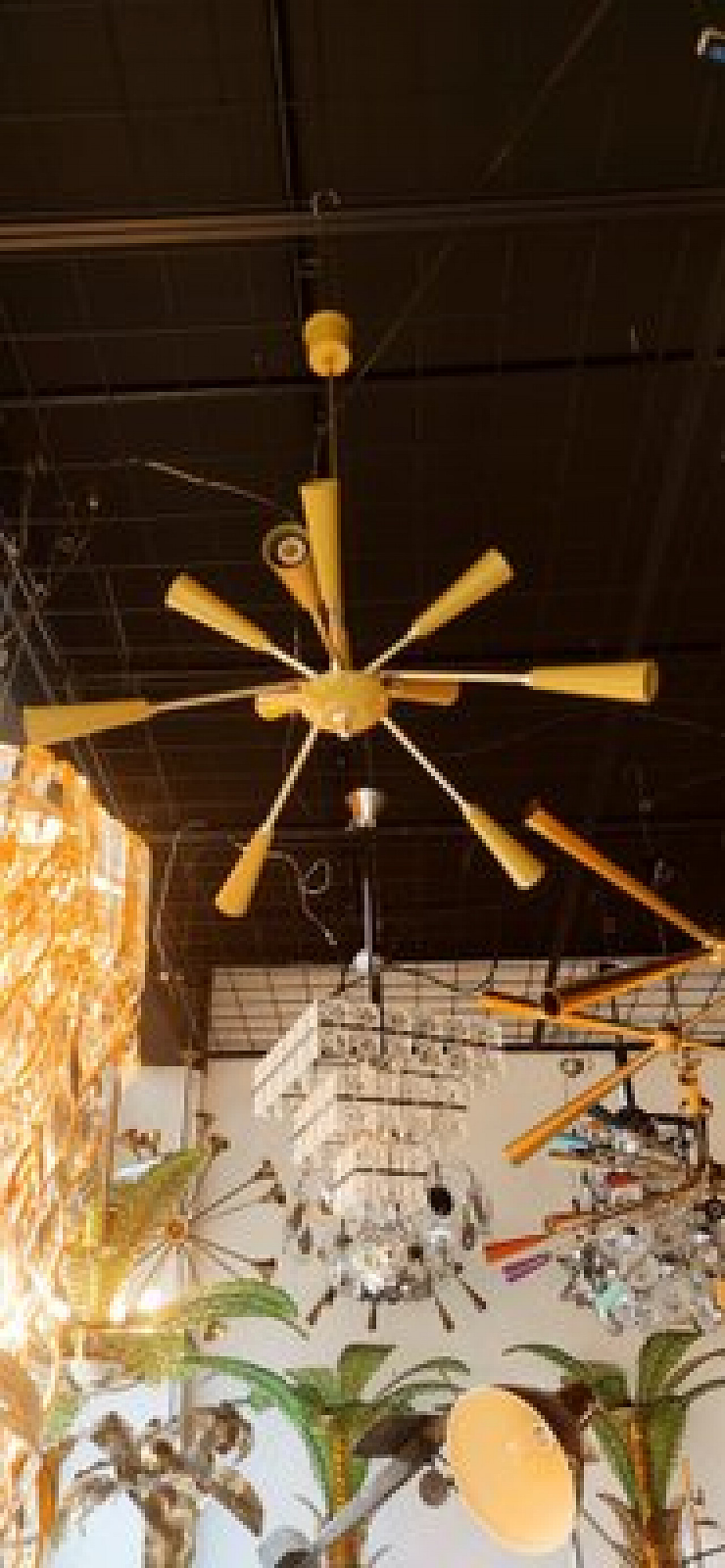 Lampada da soffitto Sputnik gialla in metallo e alluminio, anni '60 12