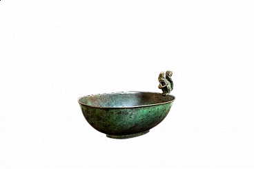 Oxidized brass bowl with squirrel decoration, 1940s