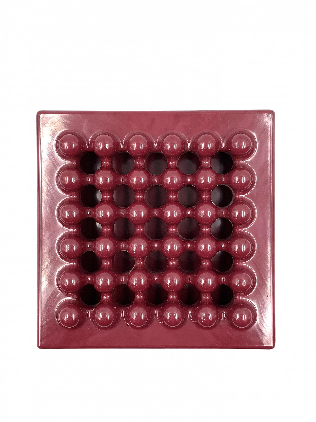 Wine red ashtray in melamine by Ettore Sottsass for Olivetti Synthesis, 1971 8