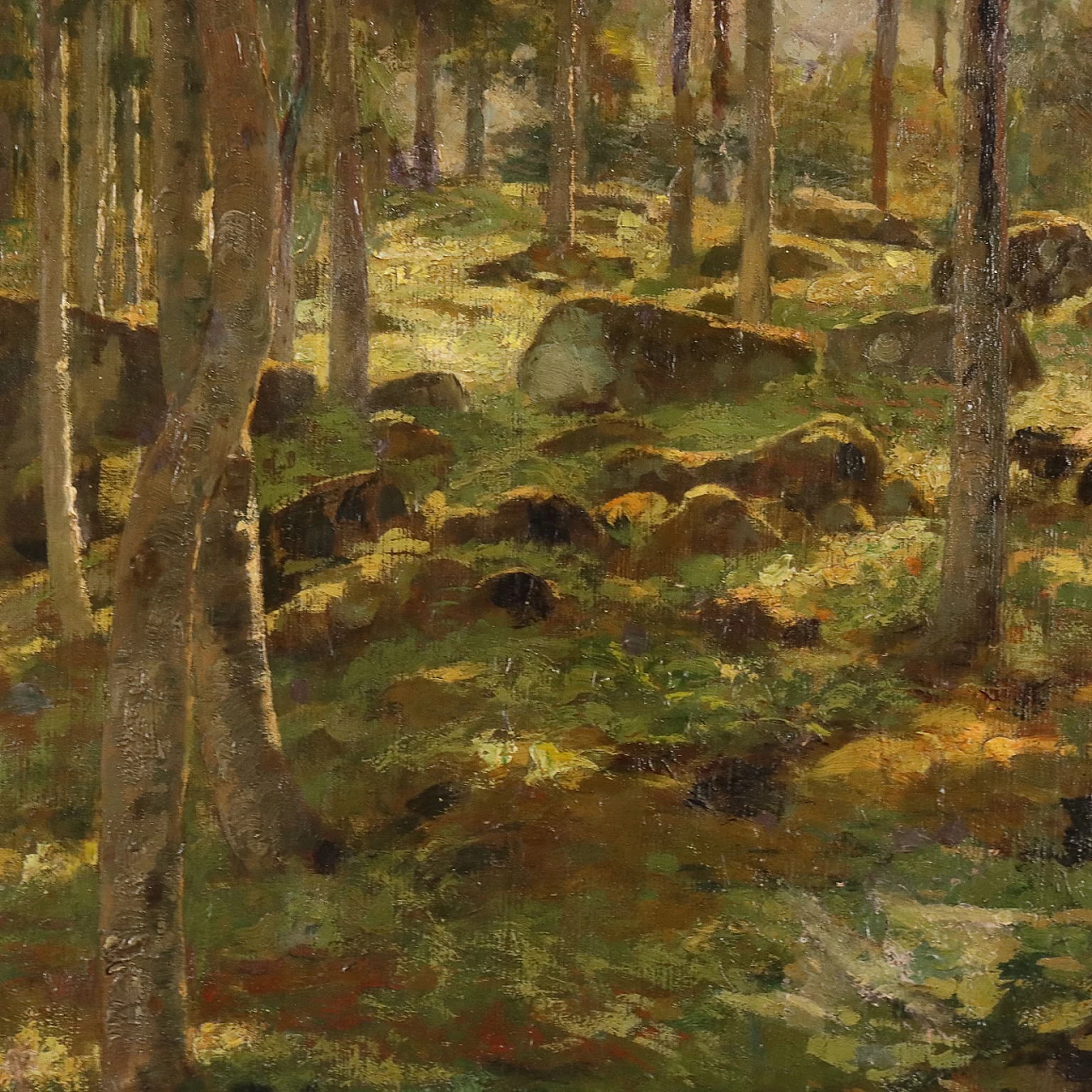 Bertolotti, paesaggio boschivo, dipinto a olio su tela 3