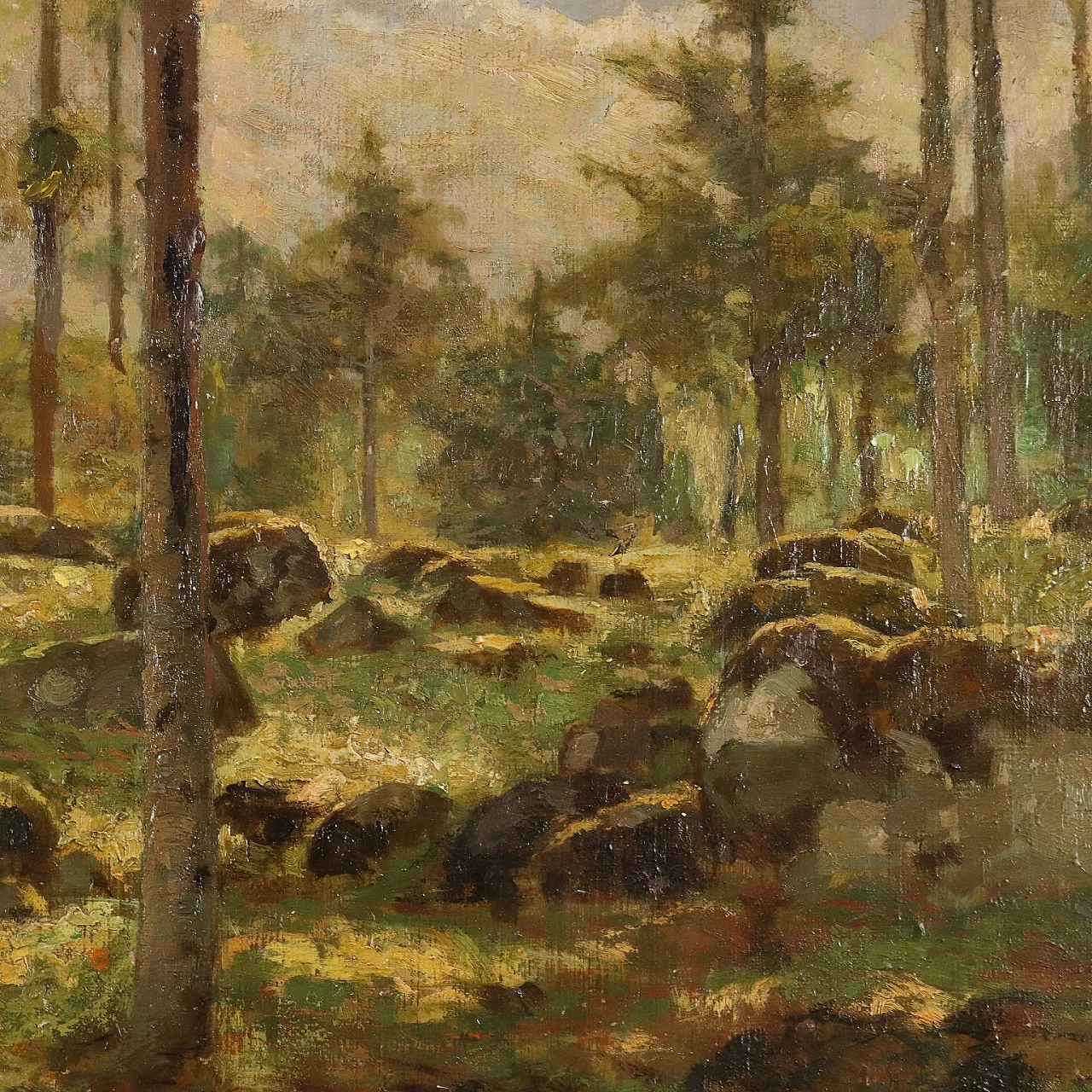 Bertolotti, paesaggio boschivo, dipinto a olio su tela 4
