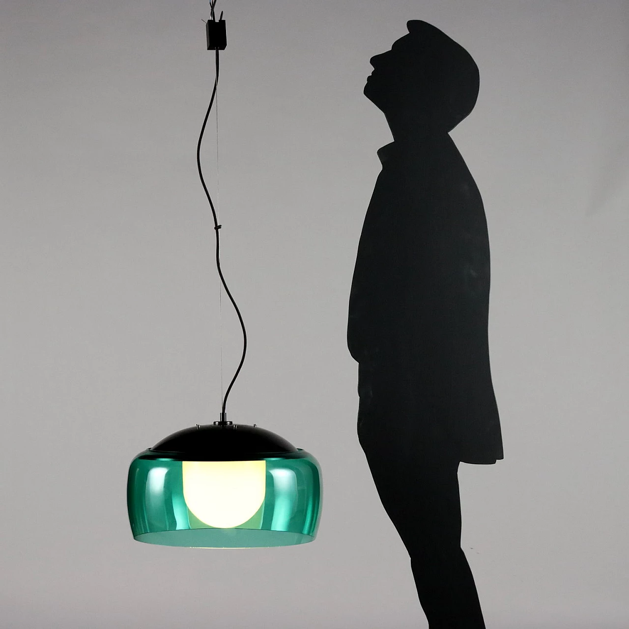 Green glass ceiling lamp, 1960s 2