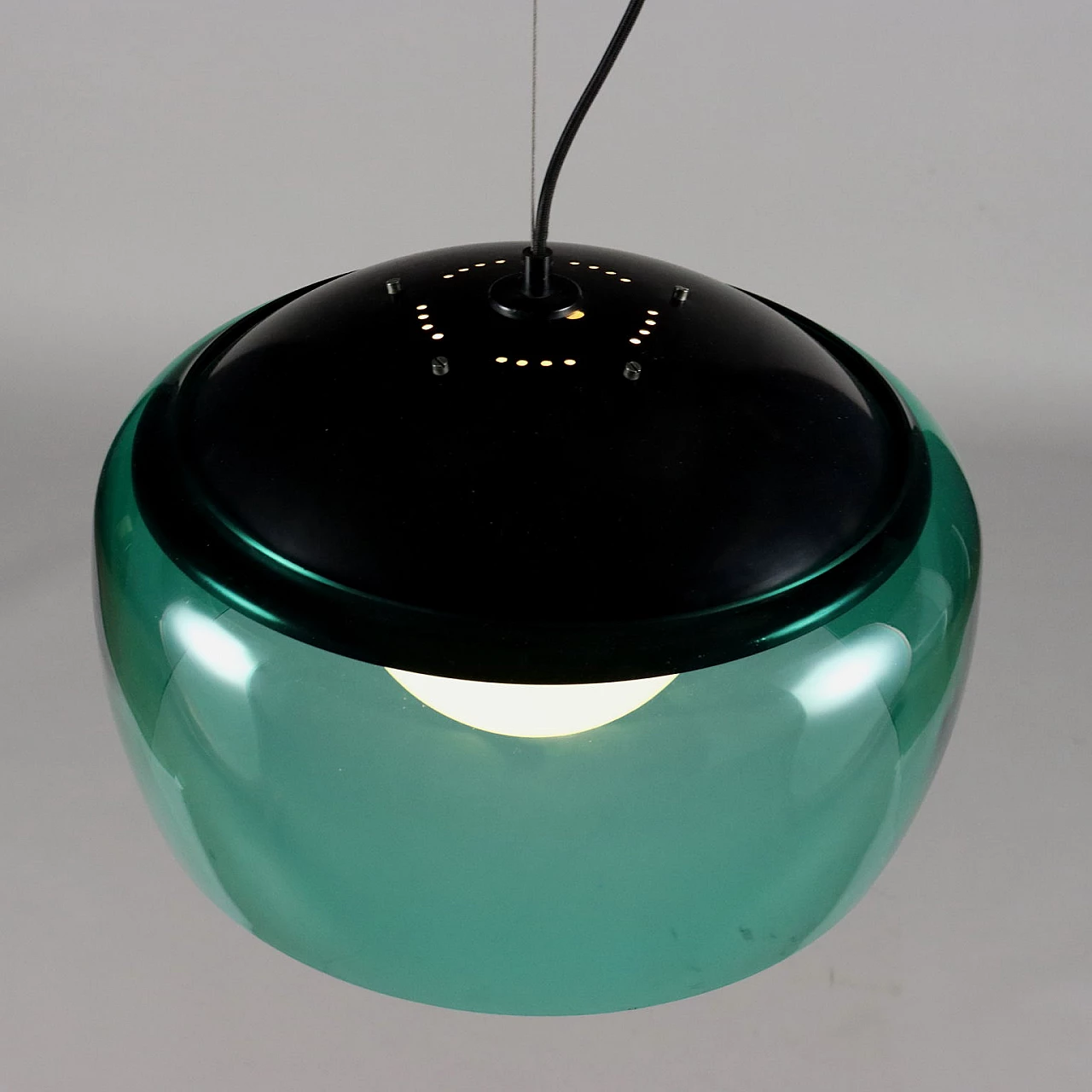 Green glass ceiling lamp, 1960s 4