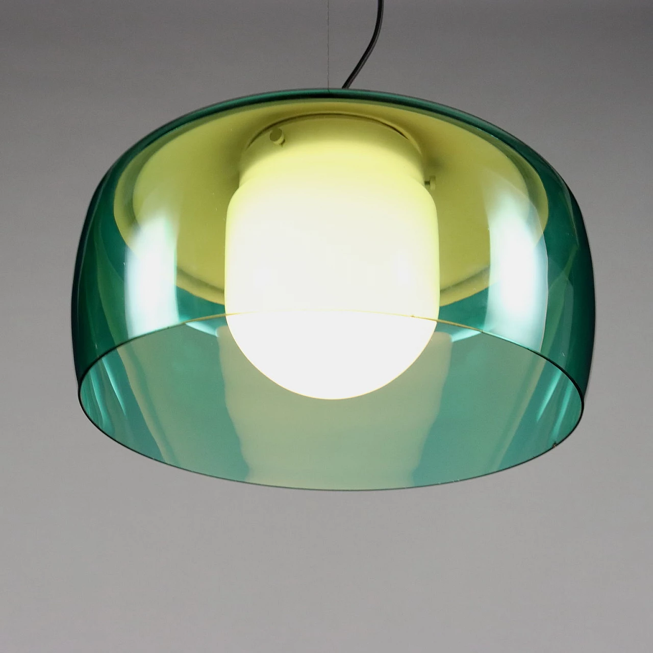 Green glass ceiling lamp, 1960s 5