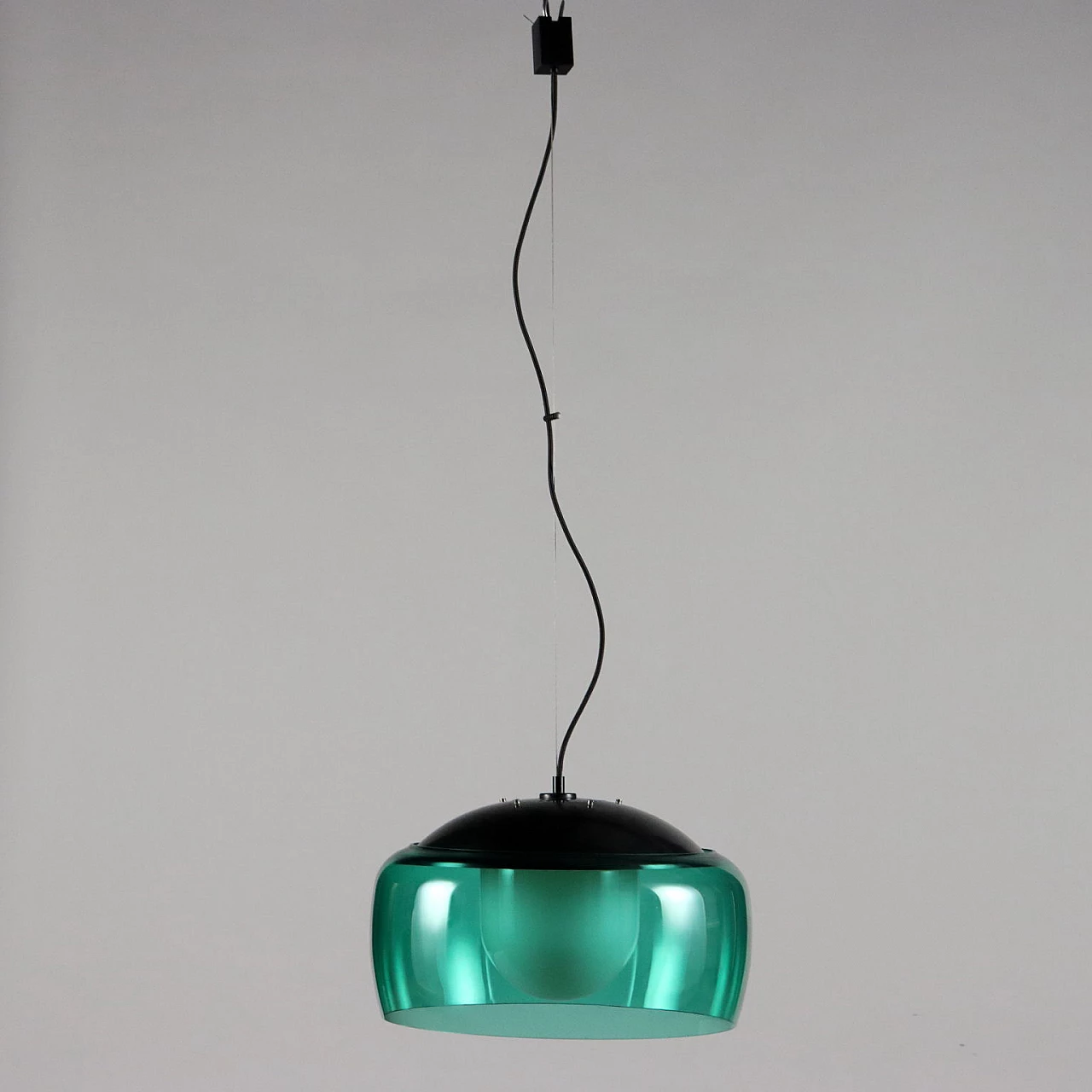 Green glass ceiling lamp, 1960s 6