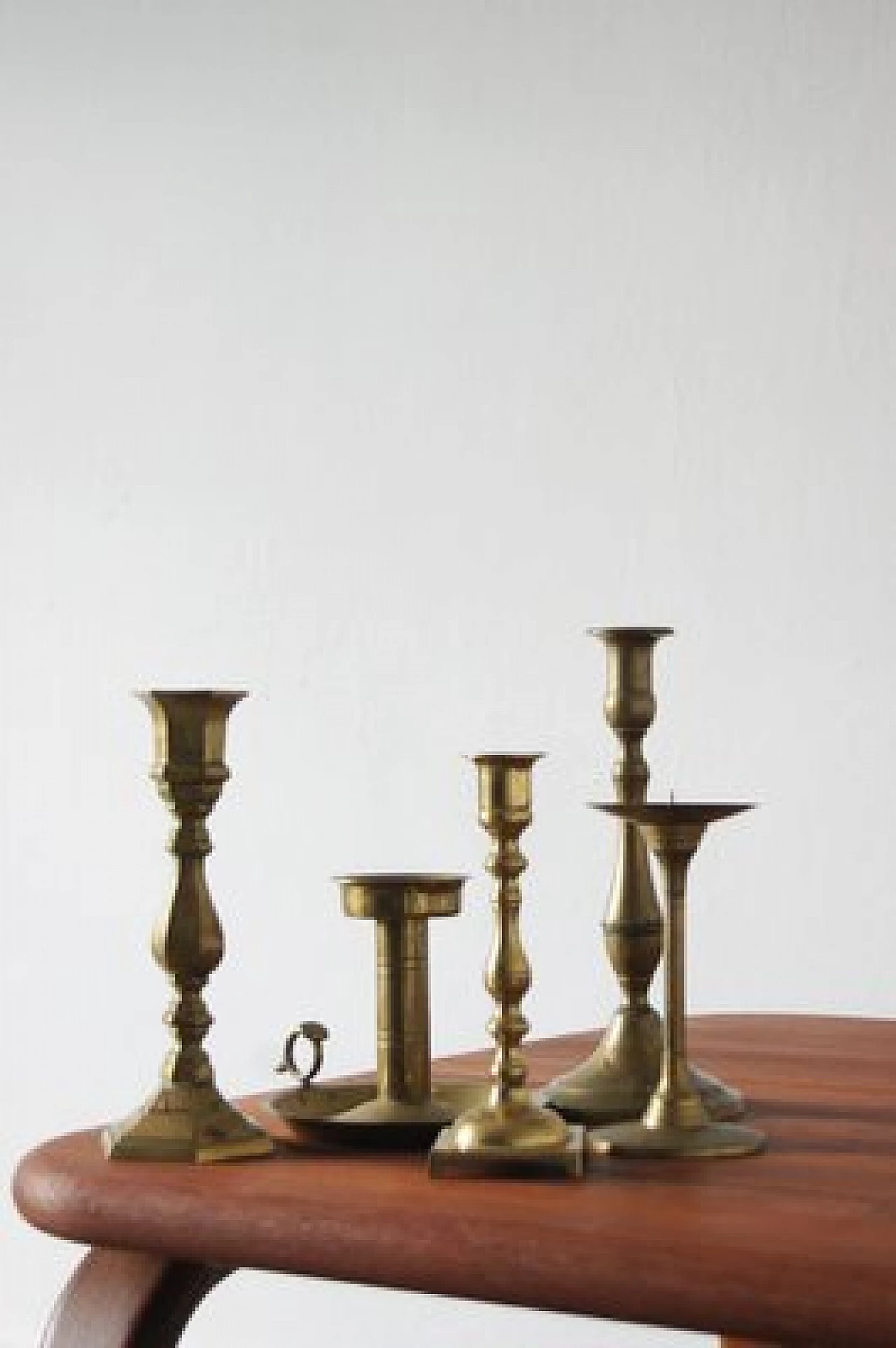 5 Brass candle holders, 1960s 1