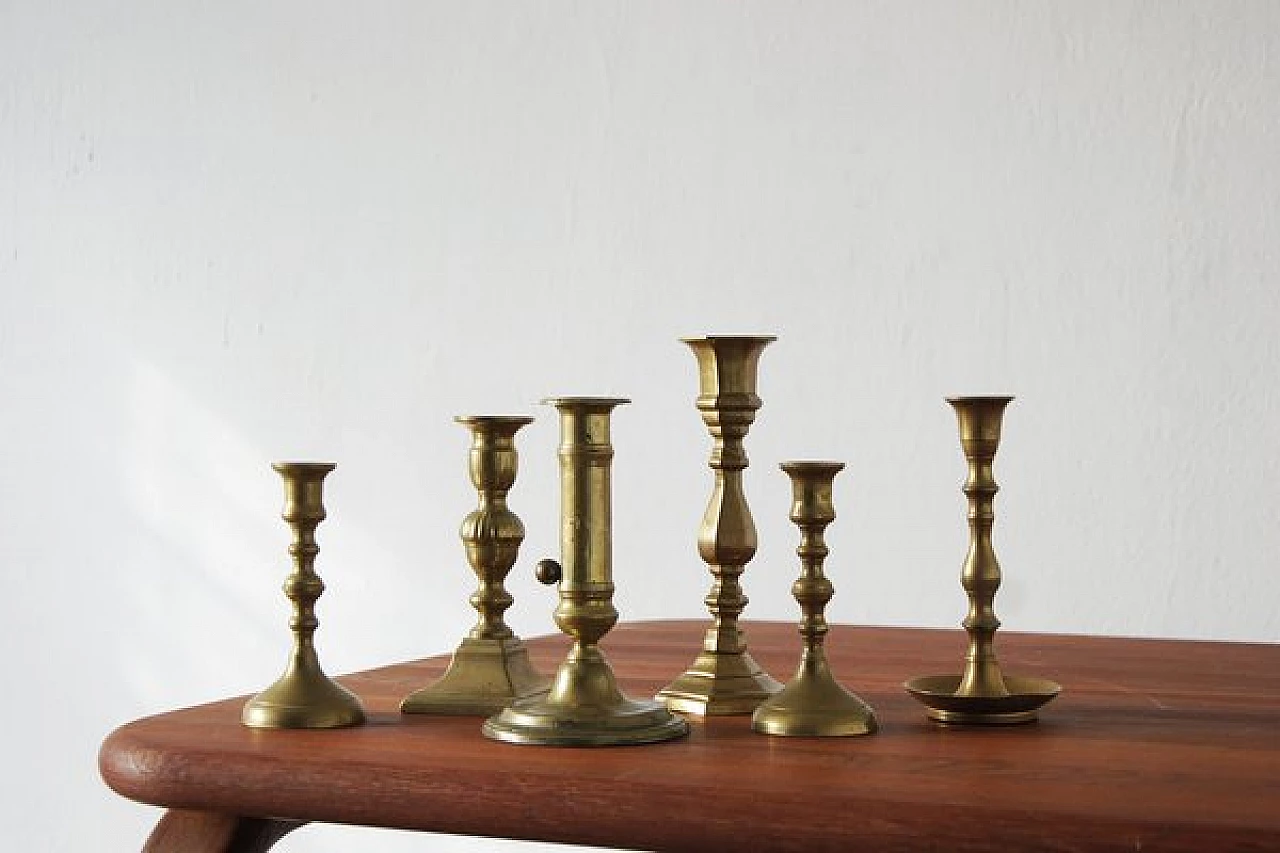 6 Brass candle holders, 1960s 1