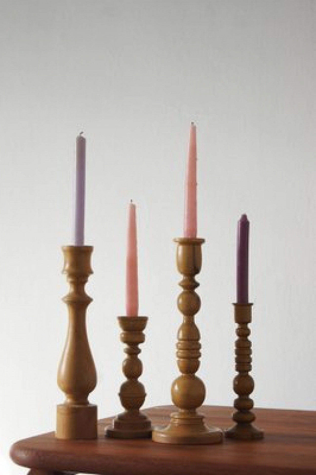 4 Scandinavian wood candle holders, 1960s 2