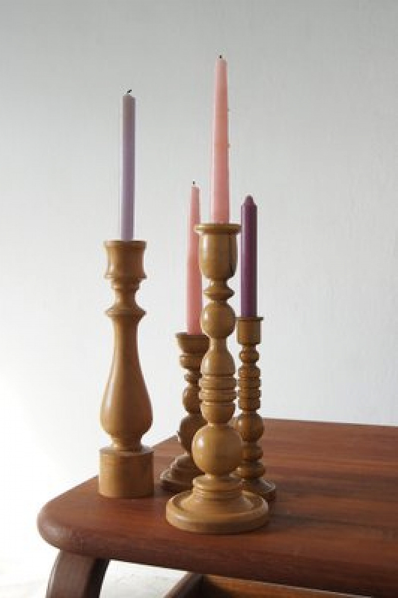 4 Scandinavian wood candle holders, 1960s 3