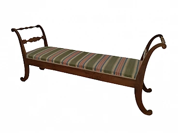 Empire solid walnut bench, early 19th century