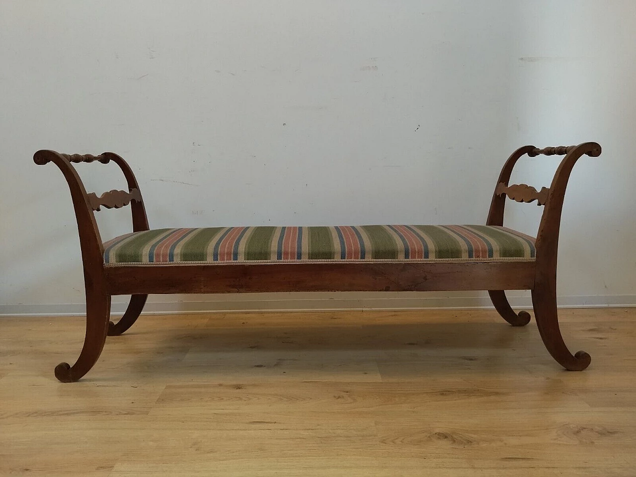 Empire solid walnut bench, early 19th century 2