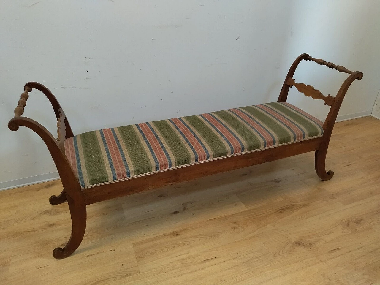 Empire solid walnut bench, early 19th century 3