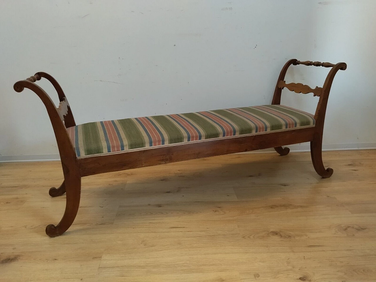 Empire solid walnut bench, early 19th century 13