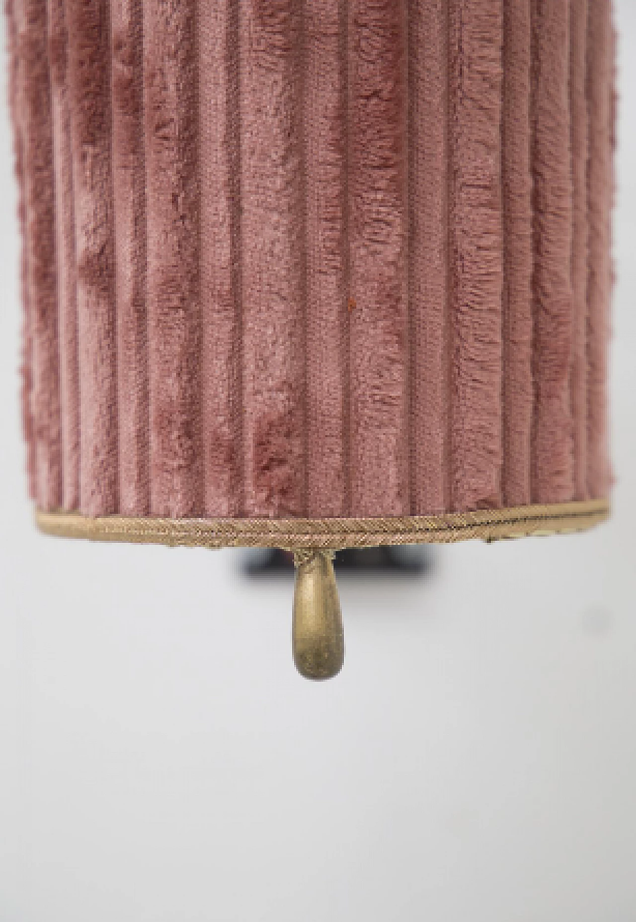 Pair of brass and pink velvet wall lights, 1950s 9