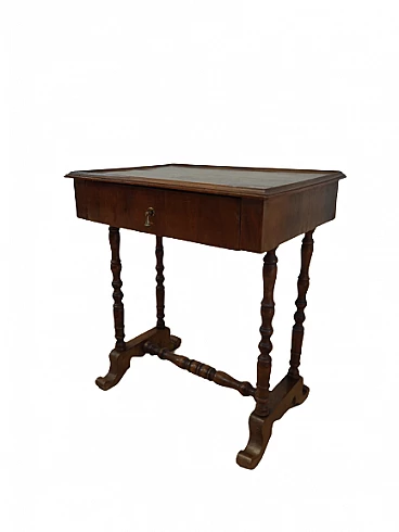Walnut work side table with drawer, early 20th century