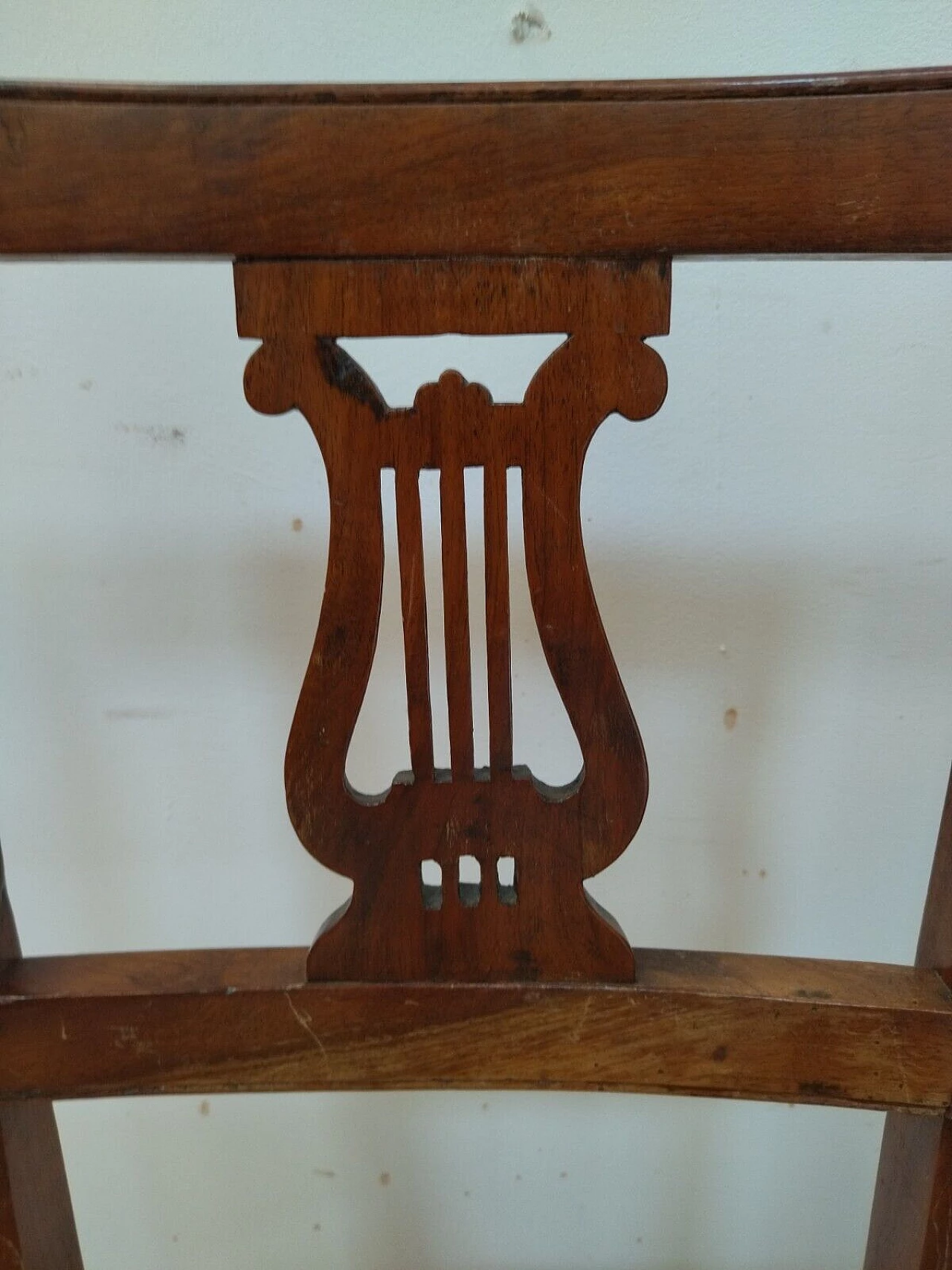 Pair of Empire solid walnut and straw chairs, early 19th century 3