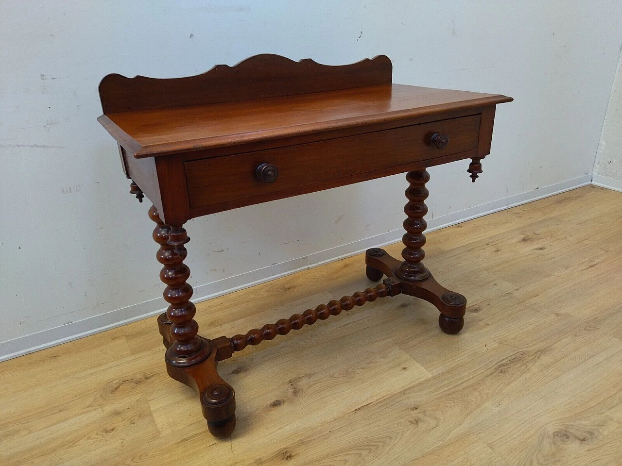 English solid mahogany writing desk, late 19th century 2