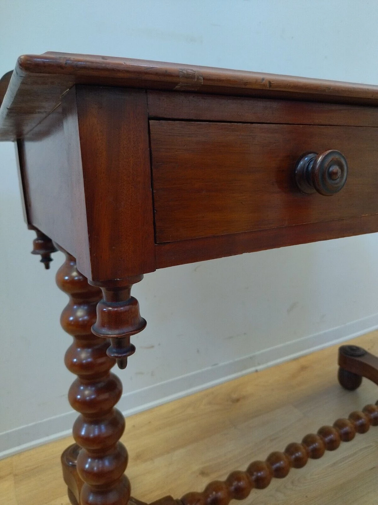 English solid mahogany writing desk, late 19th century 4