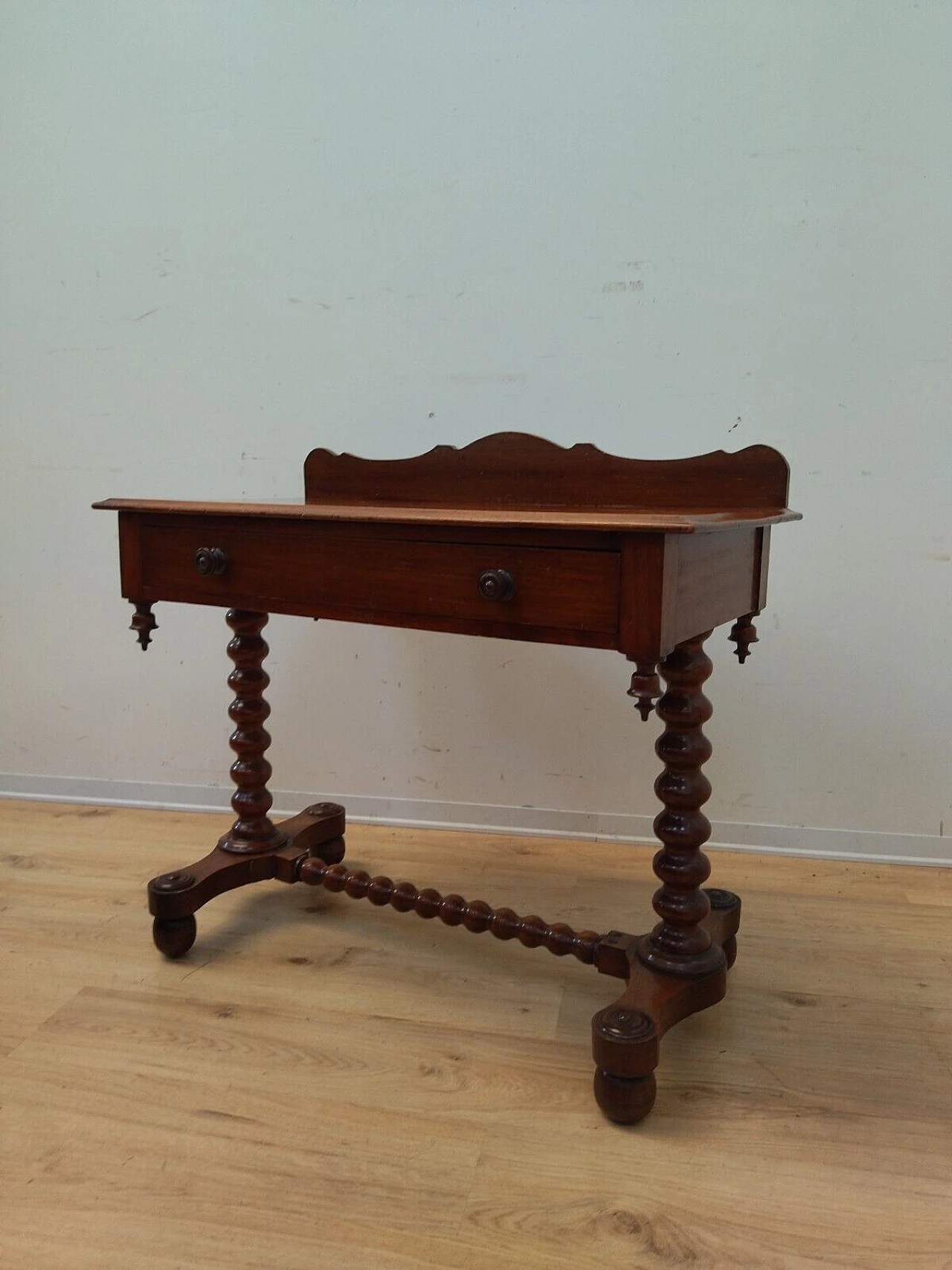 English solid mahogany writing desk, late 19th century 8
