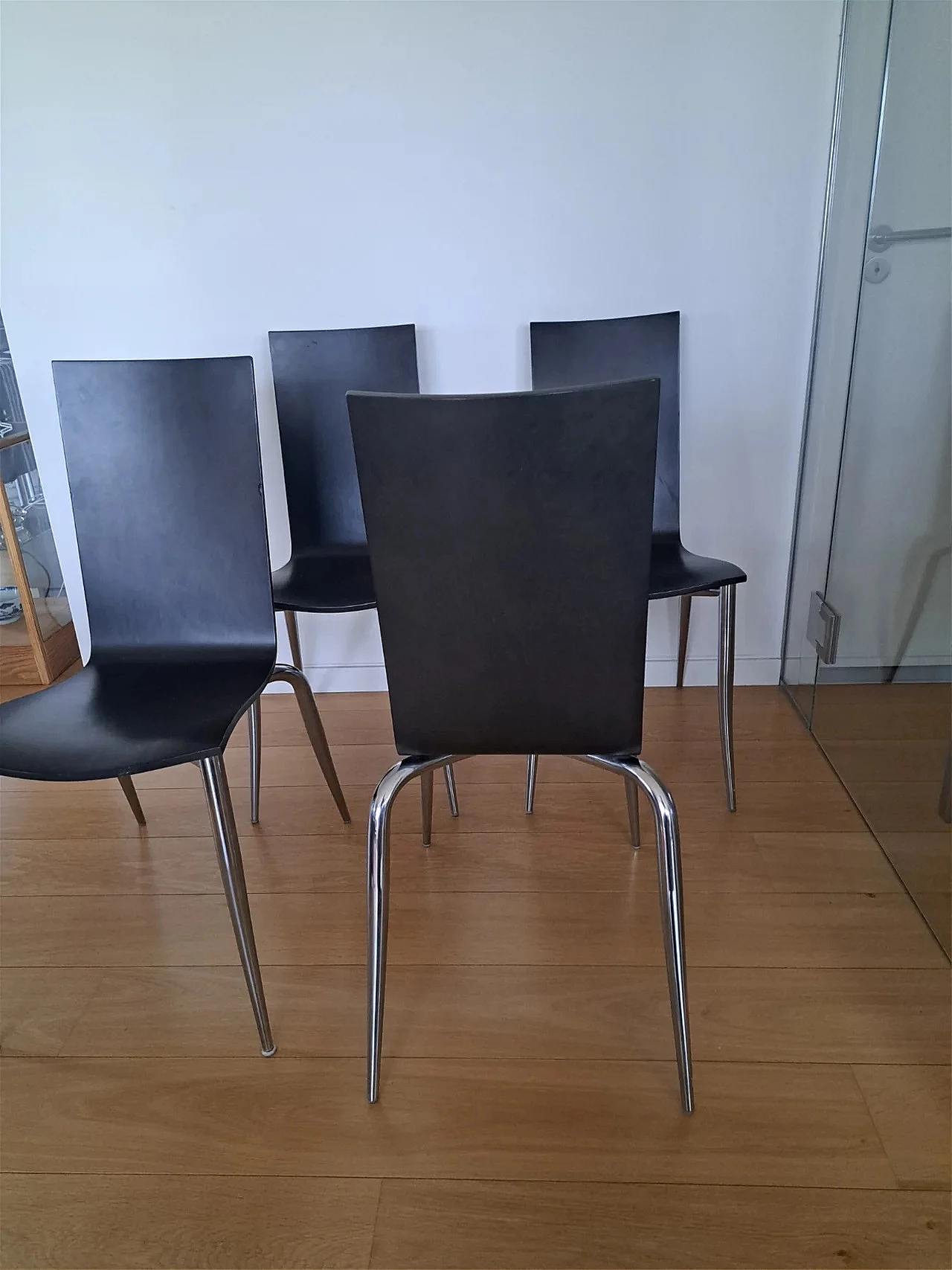 4 Aleph Olly Tango chairs in black birchwood by Philippe Starck, 1990s 5
