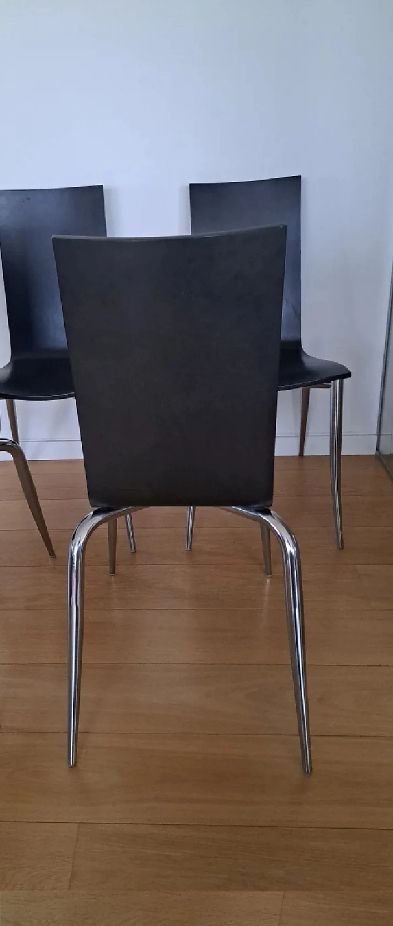 4 Aleph Olly Tango chairs in black birchwood by Philippe Starck, 1990s 6