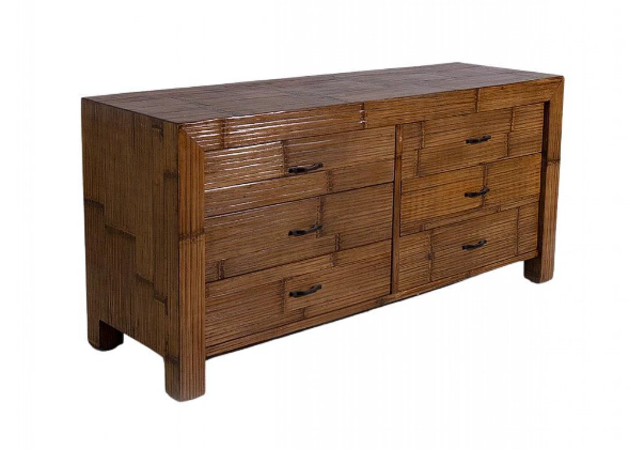 Bamboo chest of drawers, 1980s 1