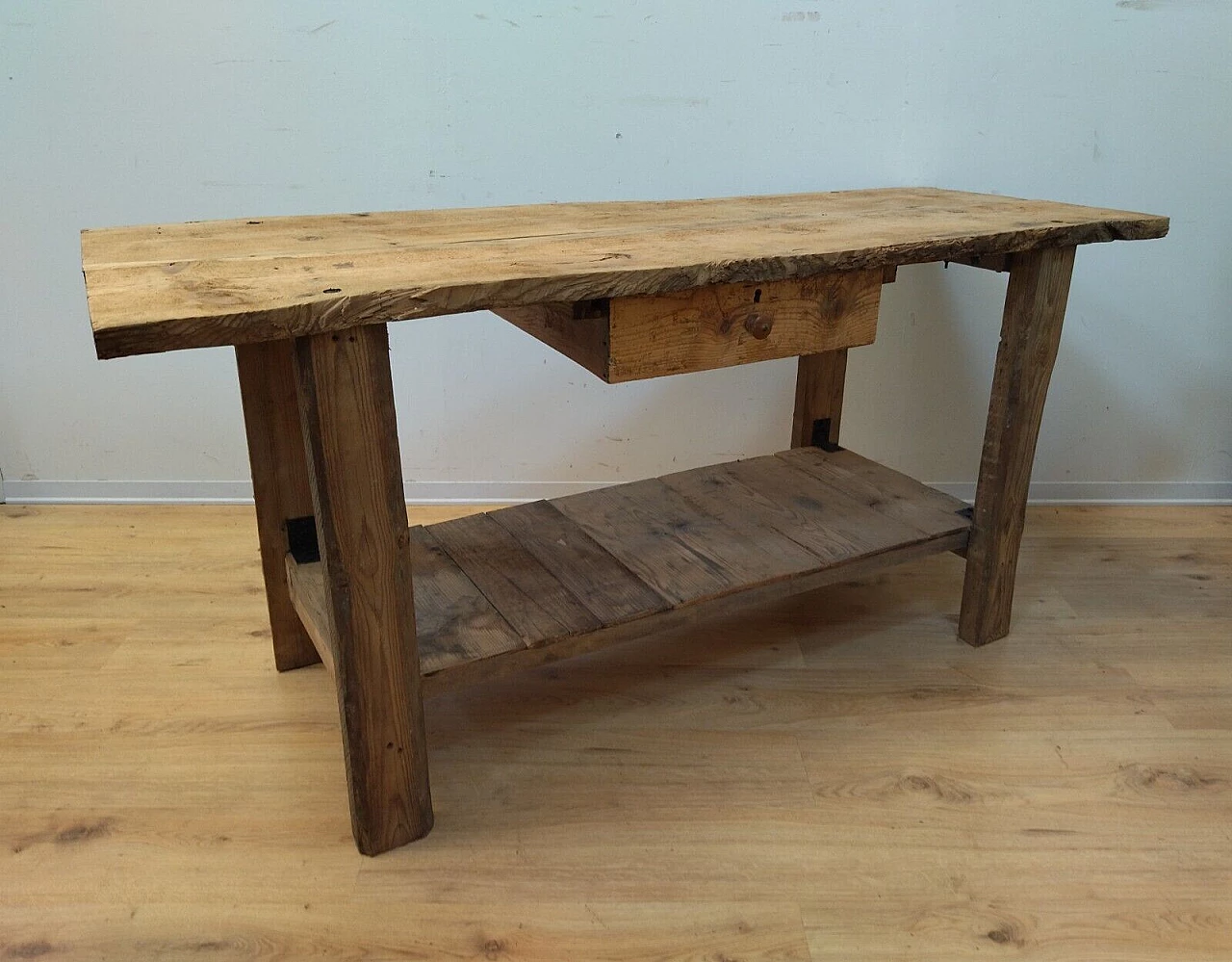 Larch and spruce work table with drawer, early 20th century 17