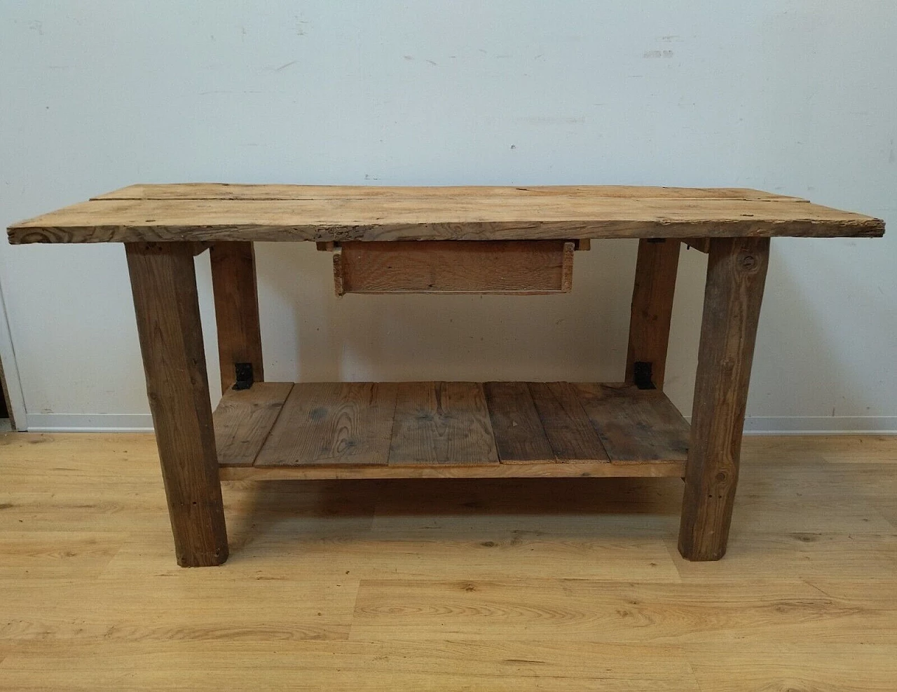 Larch and spruce work table with drawer, early 20th century 19