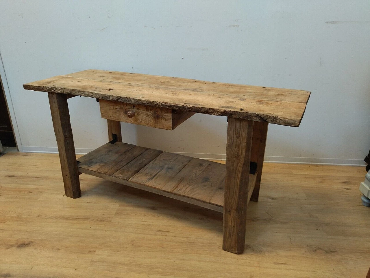 Larch and spruce work table with drawer, early 20th century 21