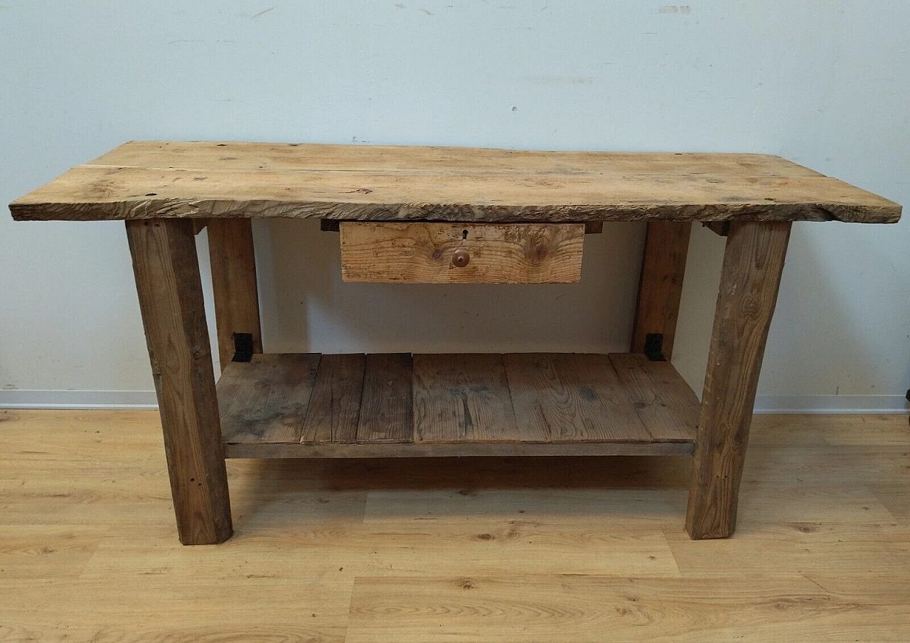 Larch and spruce work table with drawer, early 20th century 23