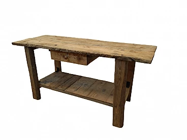 Larch and spruce work table with drawer, early 20th century