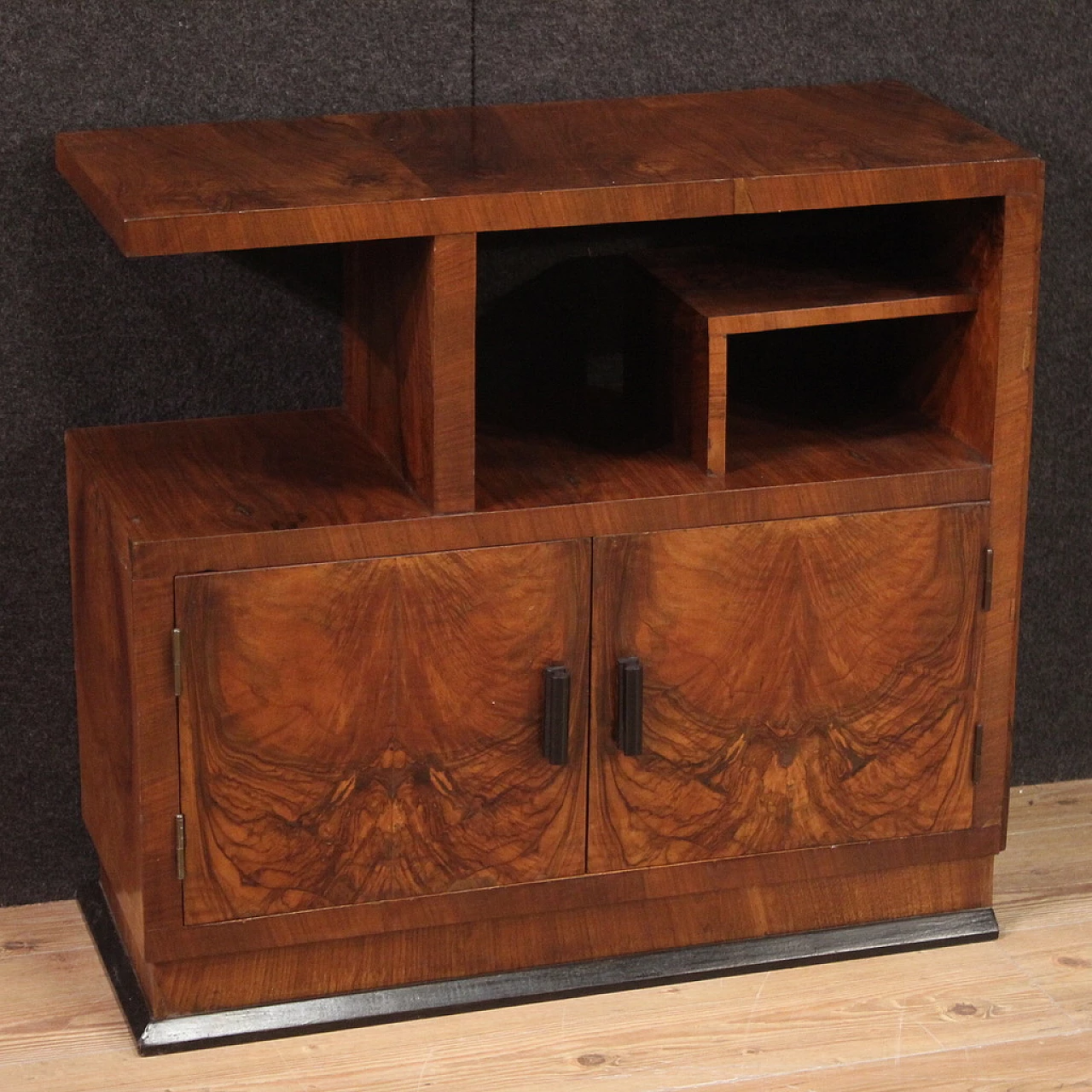 Sideboard in walnut and ebonized wood, 1930s 1