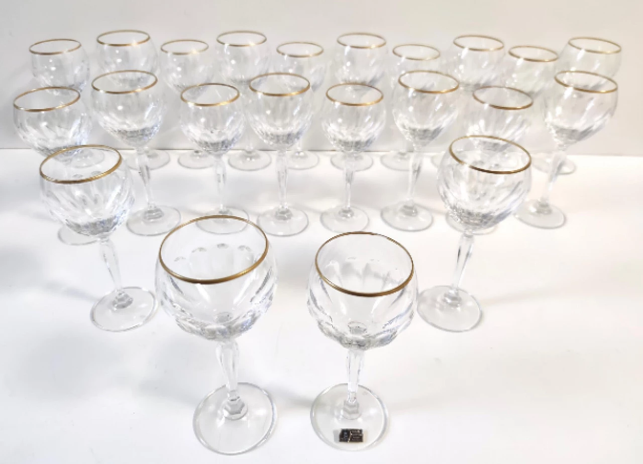 22 Bicchieri in cristallo con bordo dorato di Spiegelau, anni '70 2