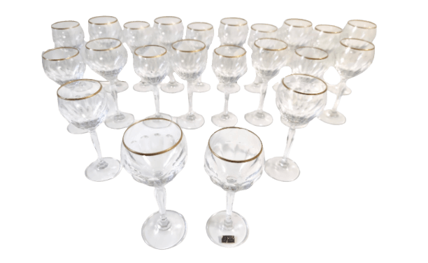 Set 6 Bicchieri Da Vino Universali Imperial Con Bordo Dorato - Cristallo Senza Piombo, 300 Ml, Altezza 23,9 Cm