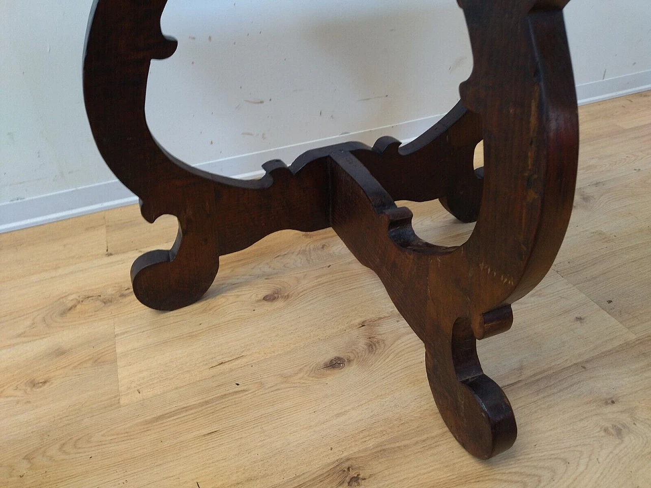 Solid chestnut half-moon fratina console, early 20th century 5