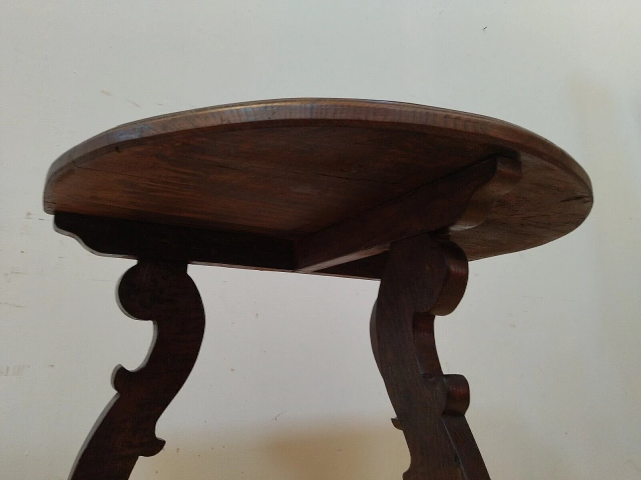 Solid chestnut half-moon fratina console, early 20th century 8