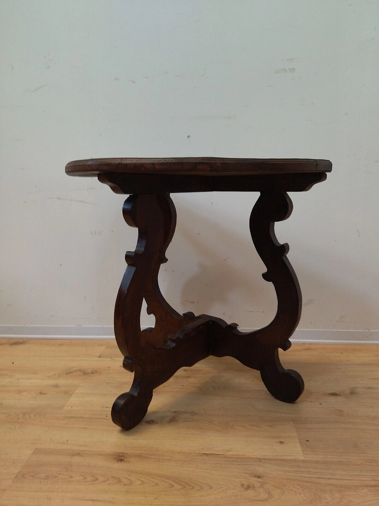 Solid chestnut half-moon fratina console, early 20th century 10