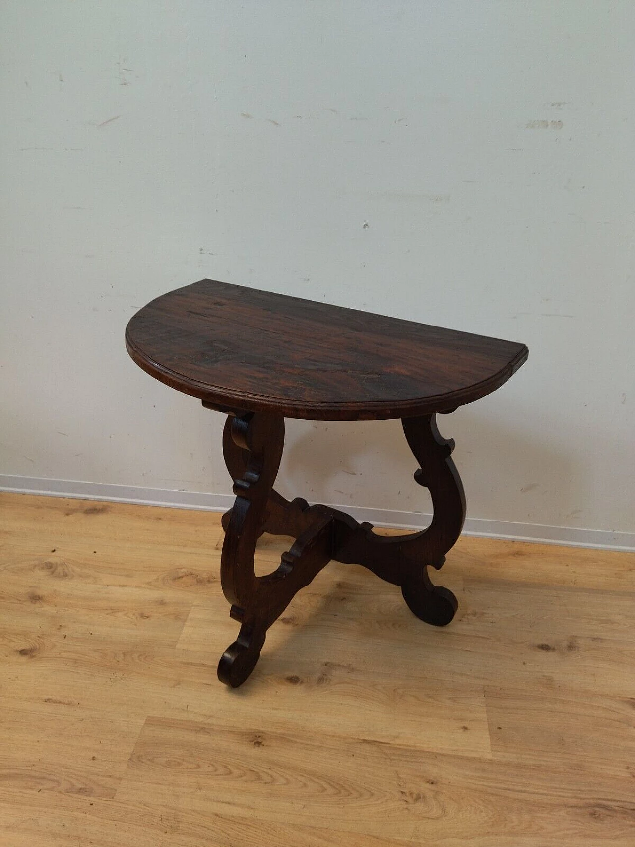 Solid chestnut half-moon fratina console, early 20th century 15