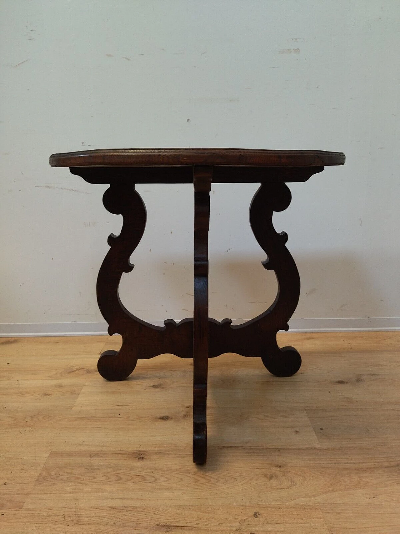 Solid chestnut half-moon fratina console, early 20th century 16
