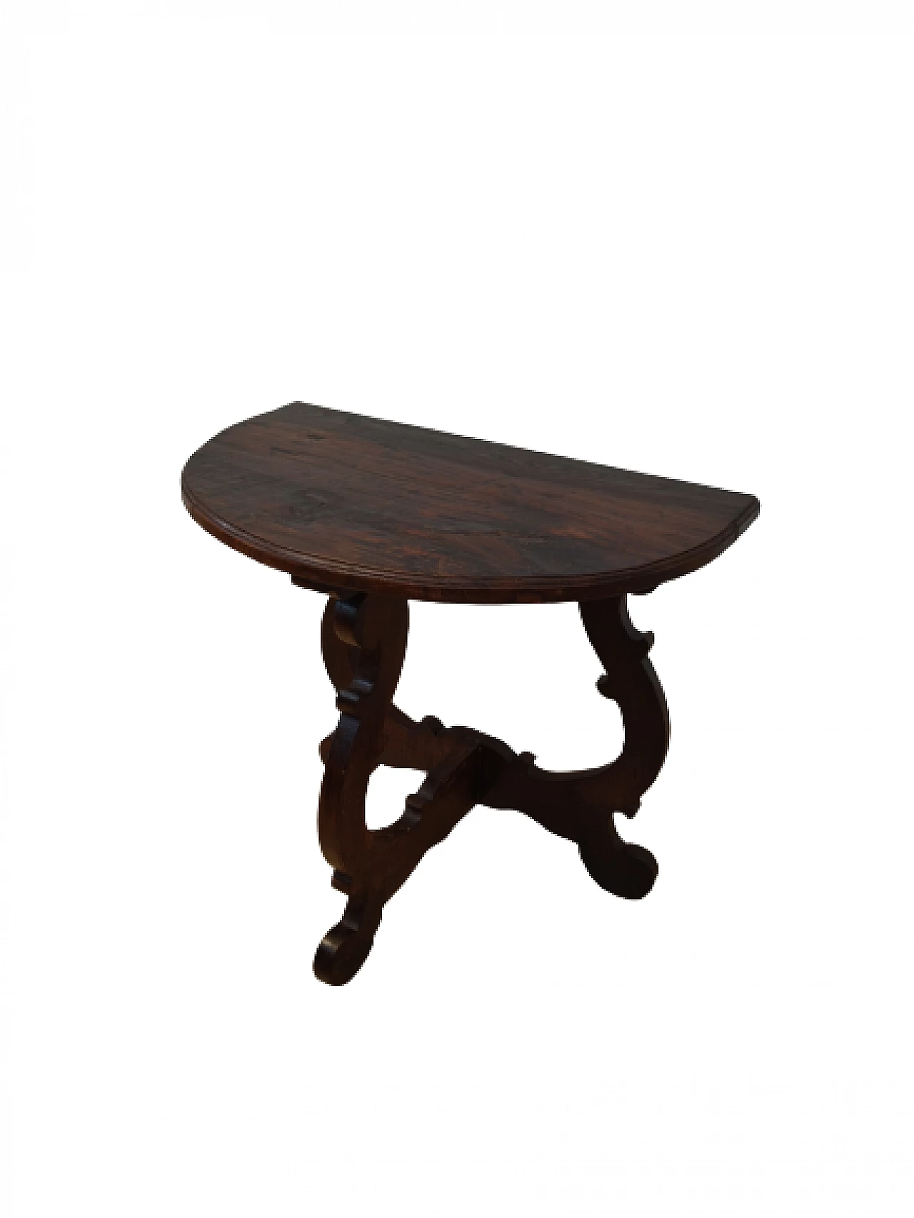 Solid chestnut half-moon fratina console, early 20th century 17