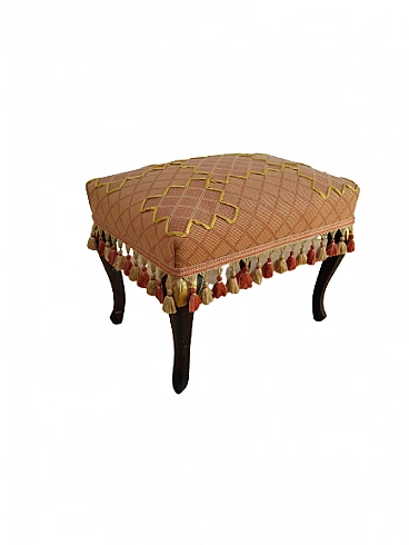 Barocchetto style wood and pink fabric stool, early 20th century