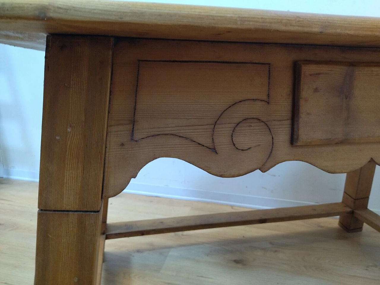 Tyrolese solid spruce table with drawer, 1938 8