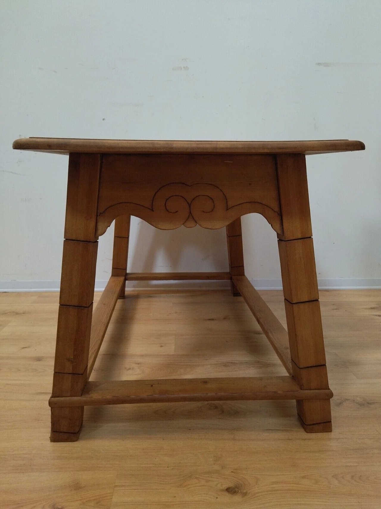 Tyrolese solid spruce table with drawer, 1938 13