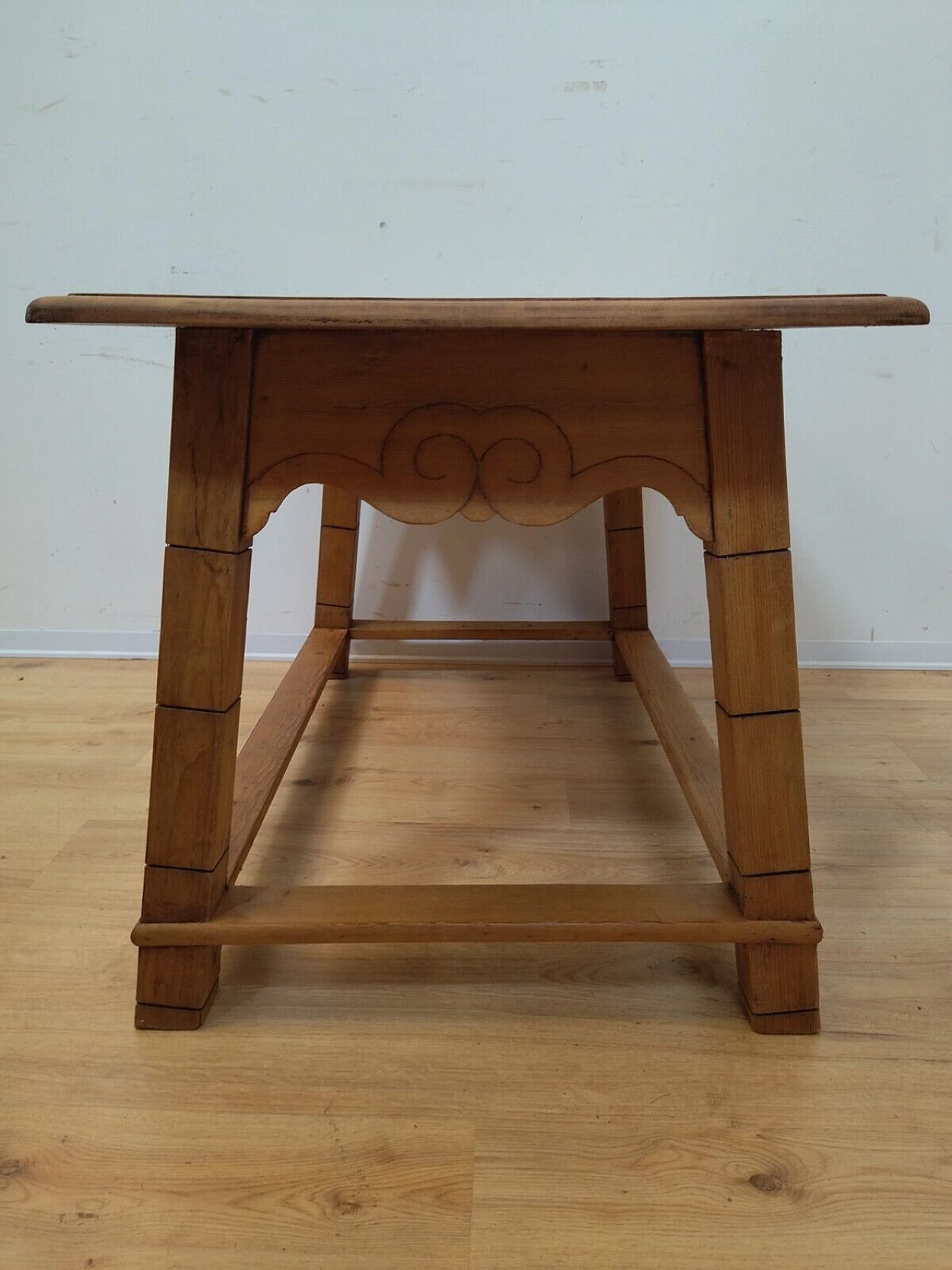 Tyrolese solid spruce table with drawer, 1938 15
