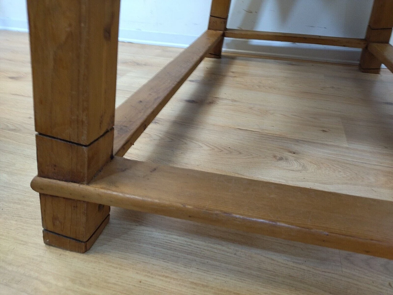 Tyrolese solid spruce table with drawer, 1938 16