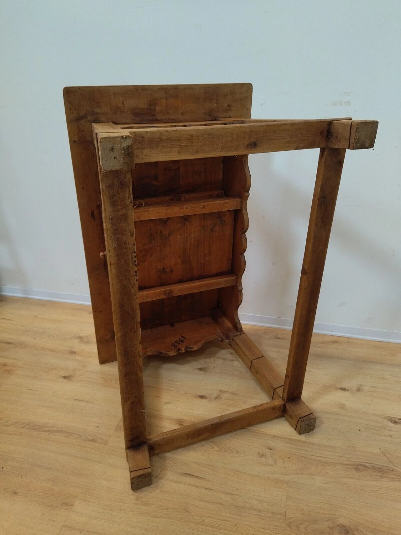 Tyrolese solid spruce table with drawer, 1938 20