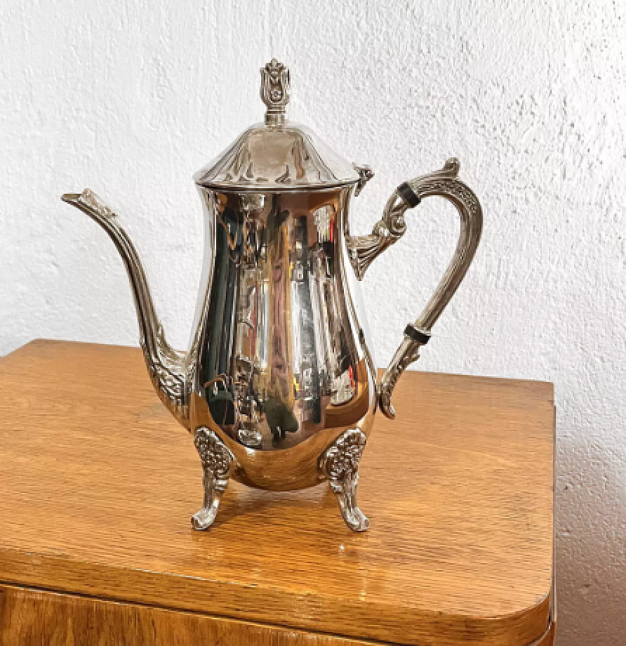 English Art Deco silver-plated brass teapot, 1940s 3
