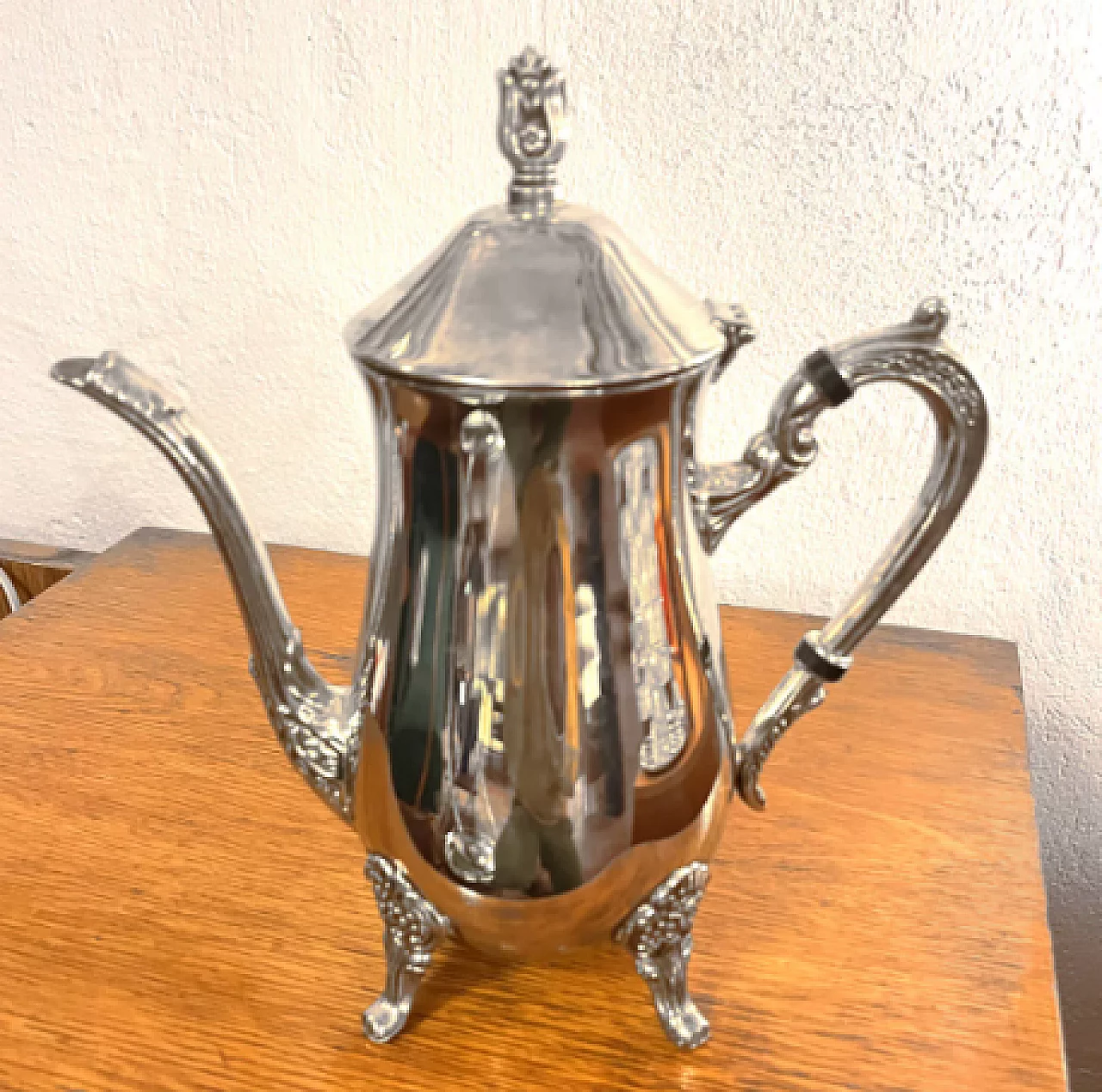 English Art Deco silver-plated brass teapot, 1940s 4