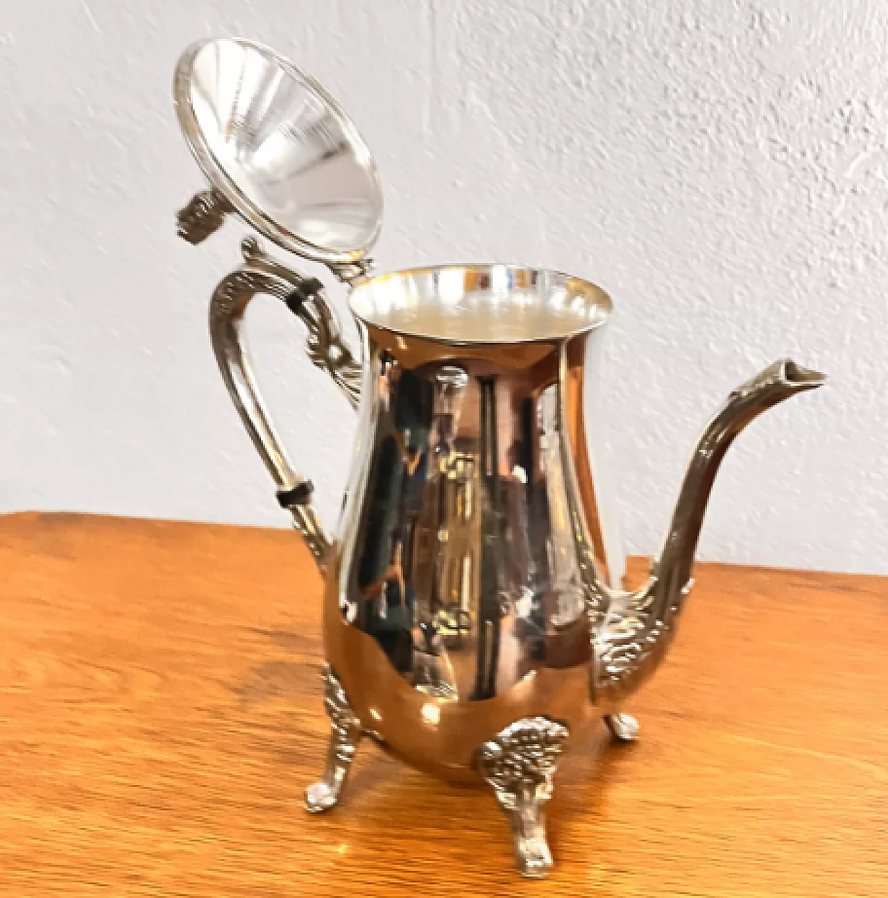 English Art Deco silver-plated brass teapot, 1940s 7