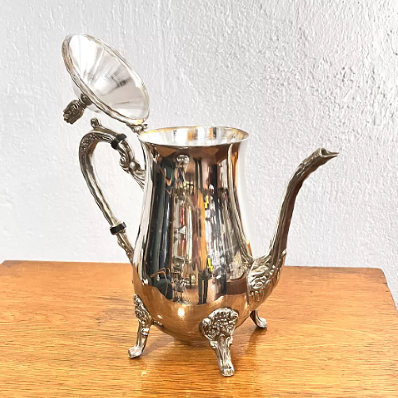 English Art Deco silver-plated brass teapot, 1940s 8